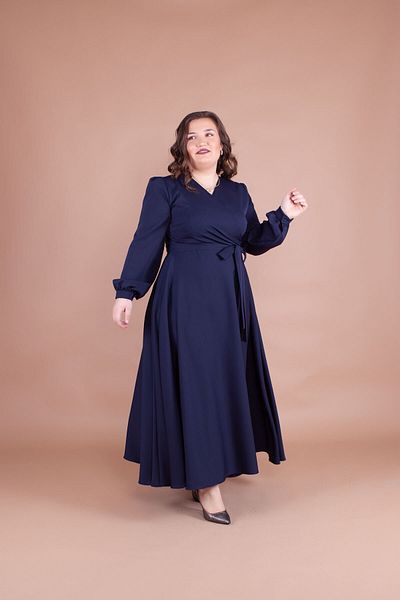 Bidoluelbise Γυναικείο φόρεμα μάξι μήκους Navy Blue Plus Size