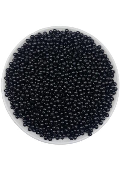 Hedef Bijuteri حبات اللؤلؤ البلاستيكية السوداء 25 جرام 4 مم، خرز صنع المجوهرا...