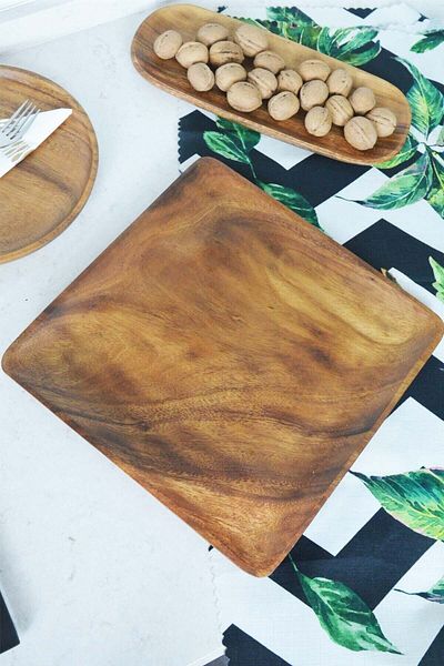 SepetçiBaba Acacia Square Presentation Plate 30 Cm