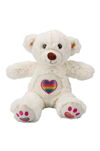 Toyaş White Rainbow - Heart Bear Plush Toy, 30 cm