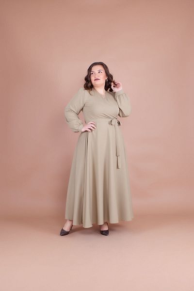 Bidoluelbise Γυναικείο μάξι φόρεμα Soft Green Plus Size