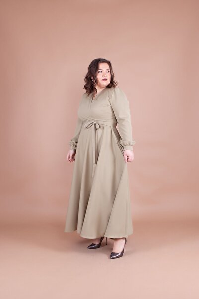 Bidoluelbise Women's Soft Green Plus Size Maxi Dress