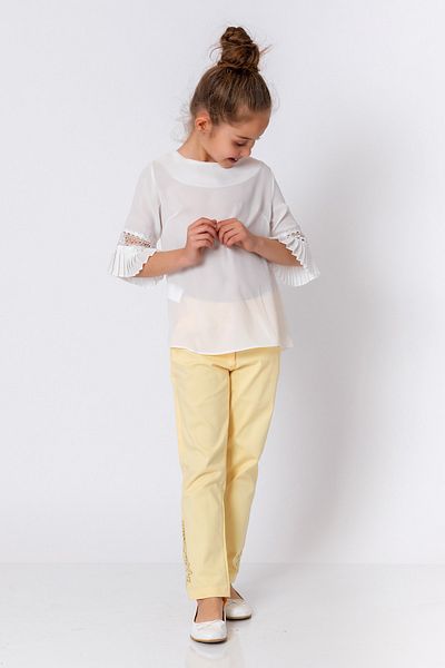 incity Girl's Yellow Trousers with Lace Detail on the Leg