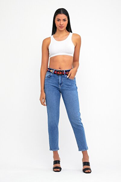 cracpot Mavi Likralı Mom Jeans