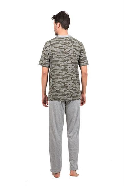 Çift Kaplan Cotton Jacquard Short Sleeve Men's Pajamas Set