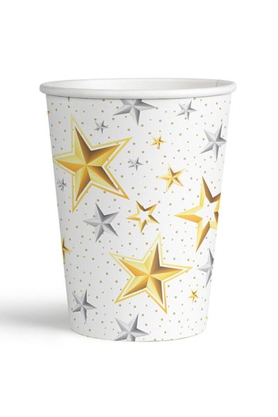Kazanabil White Star Patterned Set of 8 Milky Way Cardboard Cups