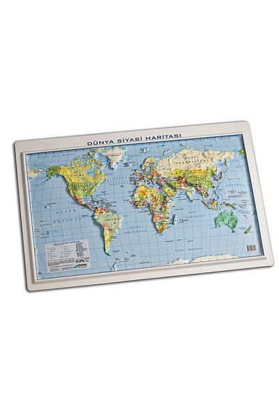 Gürbüz Yayınları Embossed World Political Map 35x50cm