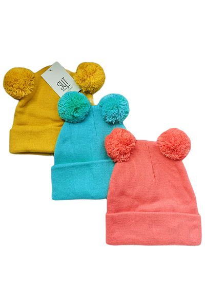 Suyutti Pack of 3 Women's Double Pompom Colorful Berets