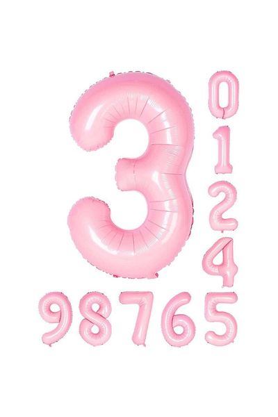 Patladı Gitti 3 Three Number Pink Foil Balloon 34" Inc 76 Cm