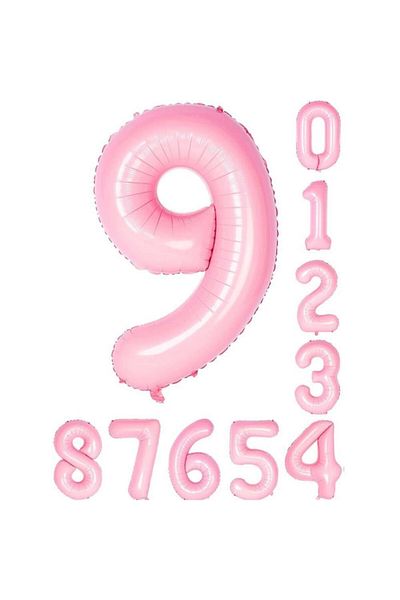 Patladı Gitti 9 Nine Number Pink Foil Balloon 34" Inc 76 Cm