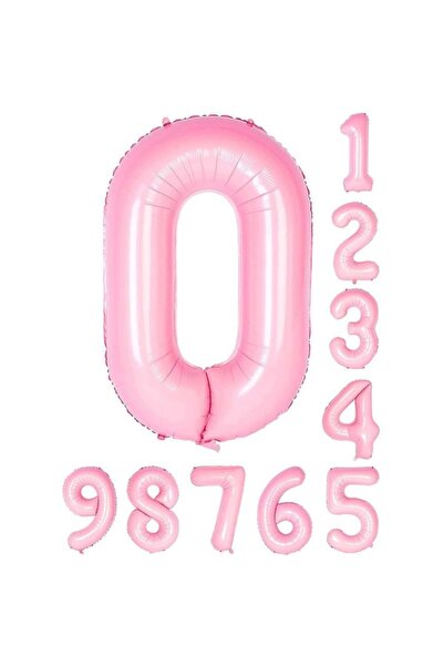 Patladı Gitti 0 رقم صفر بالون فويل وردي 34 بوصة Inc 76 سم