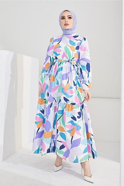 benguen 8005 Patterned Hijab Dress