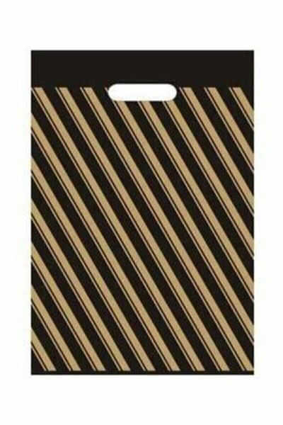 Eroğlu Yapı Market Reinforced Snap Black Striped Diagonal Store Bag 2 No 26*38cm