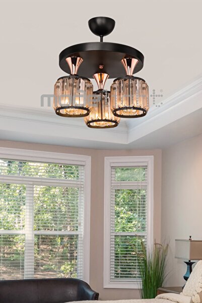 Modelight Haliç 3lü Plafonyer Avize Siyah / Bakır