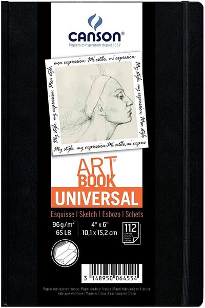 Canson Universal Art Book Drawing Notebook - 96g, 112 Sheets, 10.2x15.2cm