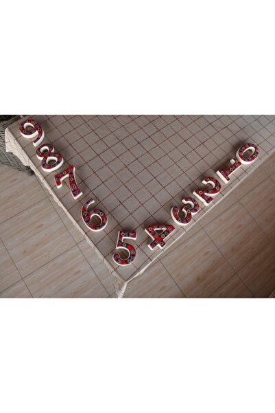 Yılmazel 3 Renk Seçenekli El Yapımı Seramik Kapı Numarası, Kapı Numaraları 2 Kırmızı