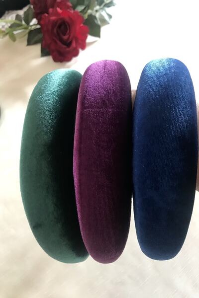 alsaccessories Σετ 3 κορώνες με βελούδο σε πράσινο, μωβ και μπλε χρώμα