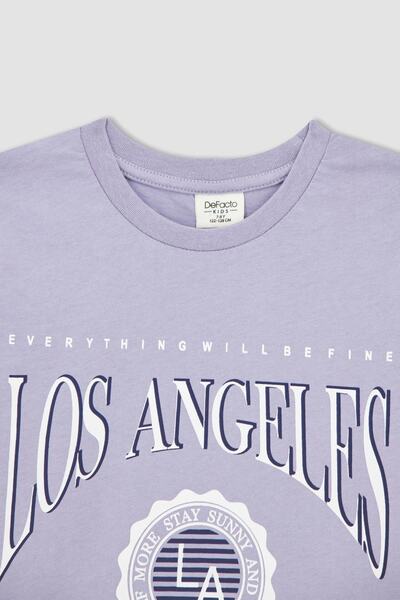 DeFacto Boy's Regular Fit εμπριμέ κοντομάνικο βαμβακερό χτενισμένο μπλουζάκι