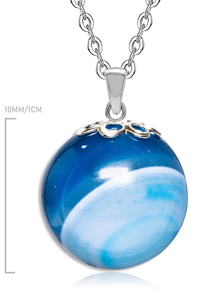 Tesbih Atölyesi Certified Natural Blue Agate Stone Necklace