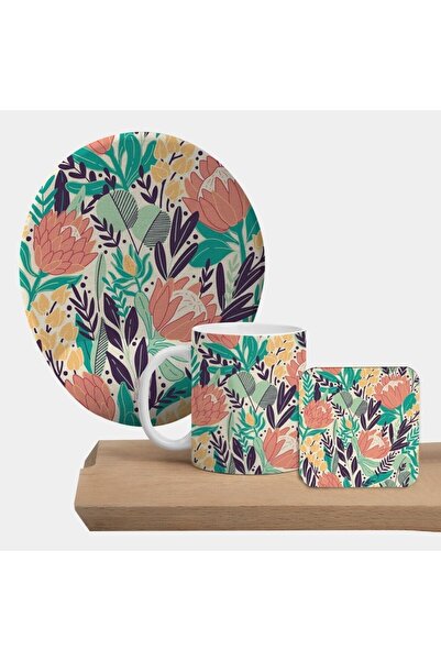 Flipped Tulip Flowers Kupa, Mousepad Ve Bardak Altlıklı Hediye Seti