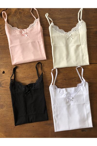 KOTA Women's 4-Pack Cotton Rope Strap Undershirt