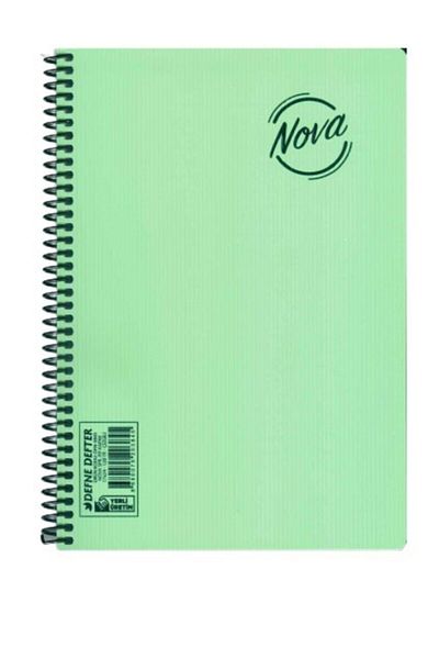 Defne 72 Sheets Checkered Notebook Medium Size Spiral Plastic Cover 4 Pieces