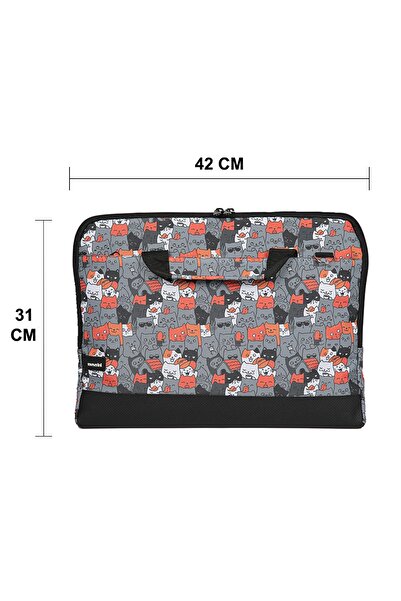 Moserini حقيبة كمبيوتر محمول Macbook مقاس 15.6 بوصة بنمط قطة لطيفة مع حماية للقاعدة وحزام كتف - Catlantis