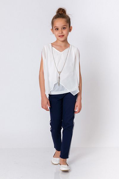 incity Baby Girl Stripe Detailed Navy Blue Trousers