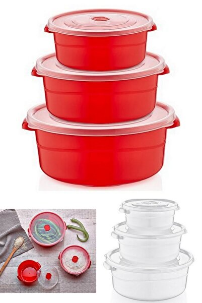 ELEGANCEV Microwave Oven Usable 3-Piece Storage Container Set -1 Set