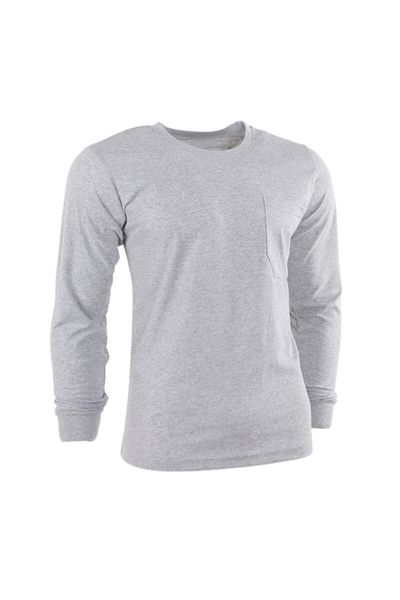 Çamdalı İş Elbiseleri Crew Neck Gray Long Sleeve Sweatshirt Single Jersey 0 Neck Pocket Business T-Shirt