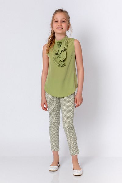 incity Girl's Patterned Khaki Green Pants