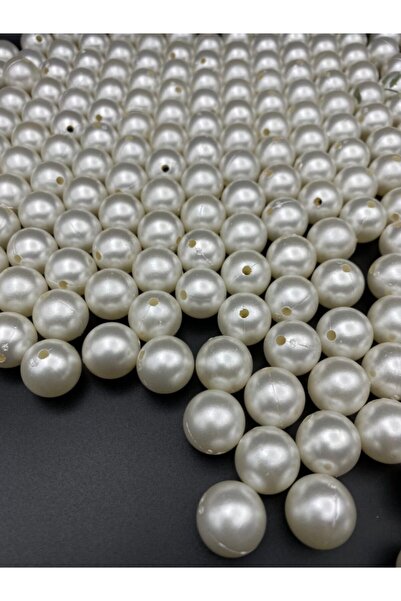 Hedef Bijuteri 16mm Krem Renk Plastik Inci Boncuk, Çanta Ve Takı Yapım Boncuğu (100 Gr,~43 Adet)