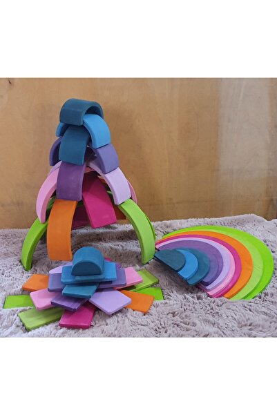 kırtkırt ahşap Waldorf Gökkuşağı Seti Pastel Tonlar - 12 Li Gökkuşağı 11 Li T...