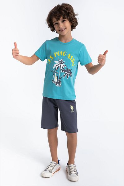 U.S. Polo Assn. Base. Polo Assn Tropical Cyan Boy Bermuda Suit
