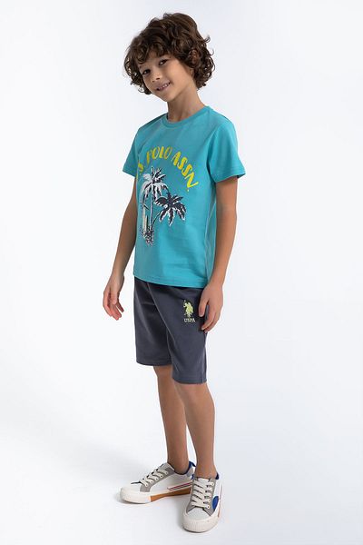 U.S. Polo Assn. Base. Polo Assn Tropical Cyan Boy Bermuda Suit