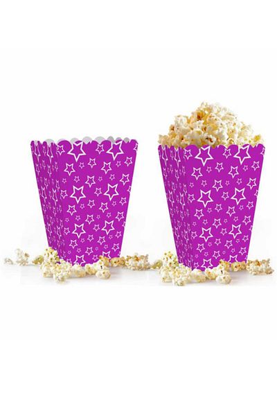Kazanabil Set of 10 Stars Themed Popcorn Box Purple