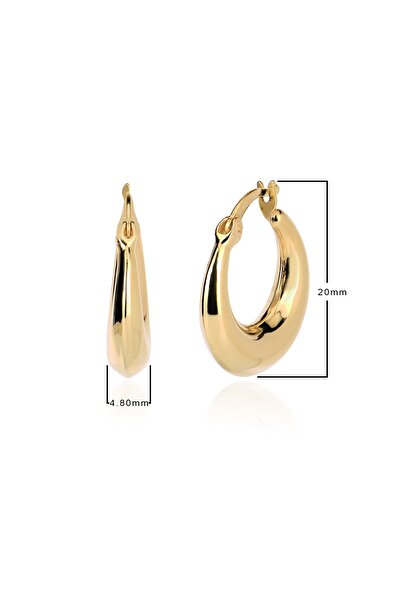 Coşar Silver Altın Kaplamalı Bombeli Gümüş Halka Küpe