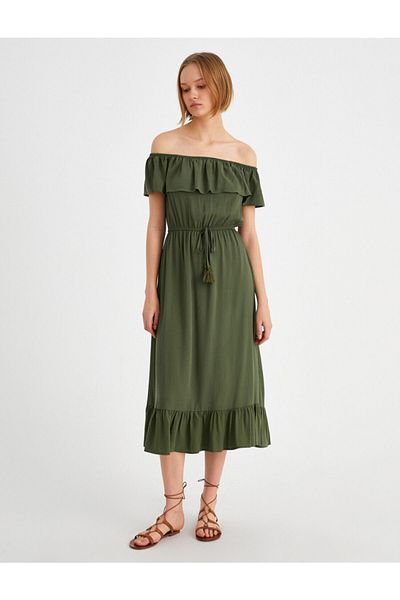 Koton Kleid - Khaki - Gerüschter Saum