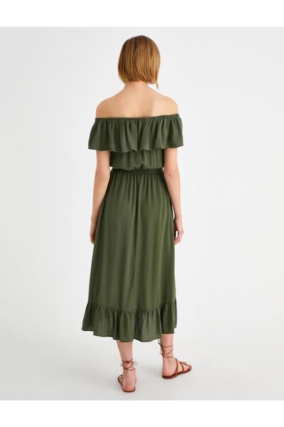 Koton Φόρεμα με λαιμόκοψη Midi Ruffle