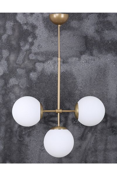 MŞ Aydınlatma Seagull 3-Piece Antique White Glass Chandelier