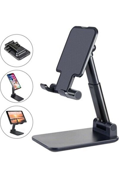 Jetcom Masa Üstü Telefon Standı Masa Üstü Tablet Standı Kademeli Yükseklik Ayarlı Siyah