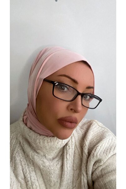 Nilbutik Women's Hijab Pink Snap Neck Collar Hijab Bonnet Model Scarf Shawl