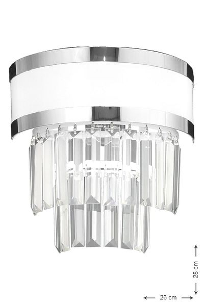 Avizemoda Dora Chrome Striped Crystal Stone Luxury Sconce (white-chrome)