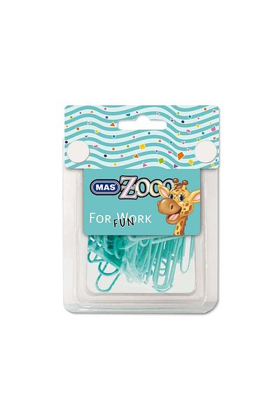 Mas Пластмасова кламер за хартия Zoo правоъгълна кутия, тюркоаз, № 3