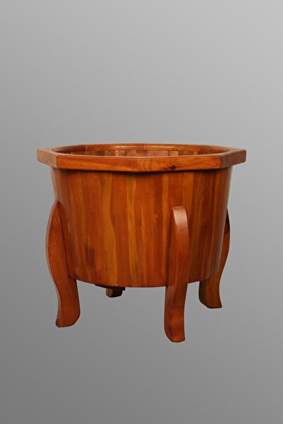 Ergün Avcı Avcı Ahşap Çam Ağacından Ayaklı Fıçı Saksı Bahçe Çiçeklik