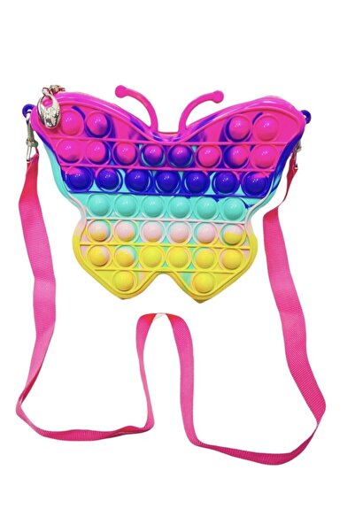 Brother Toys Pop It Kelebek Cüzdan Para Çantası Omuz Askılı Çanta Popit Pastel