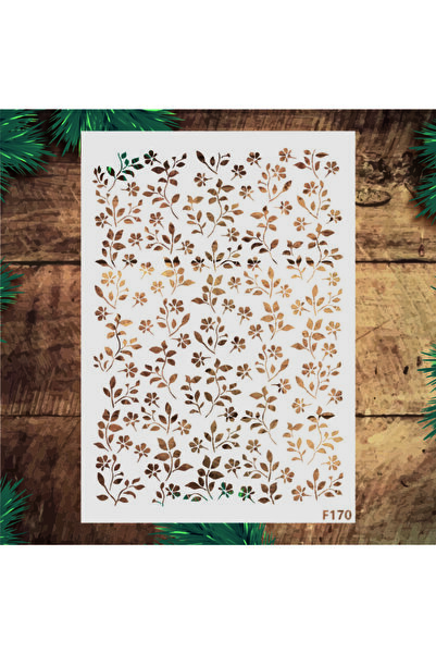 STENCİLTASARIM Stencil Tasarım F170 Çiçek- Dekoratif Duvar, Eşya, Fayans,kumaş Boyama Şablonları
