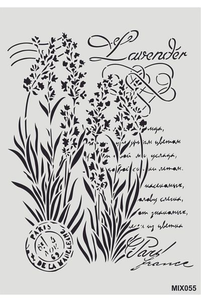 STENCİLTASARIM Stencil Design Mix055 Lavender - Decorative Wall, Item, Tile, Fabric Painting Templates 21x30 Cm