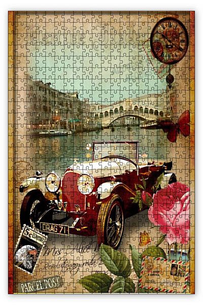 Cakapuzzle Classic Automobile 1000 Piece Puzzle in Postcard Jigsaw Puzzle Mdf (Wooden)