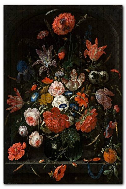 Cakapuzzle Karışık Renkli Çiçekler Siyah Arkaplan 120 Parça Puzzle Yapboz Mdf...